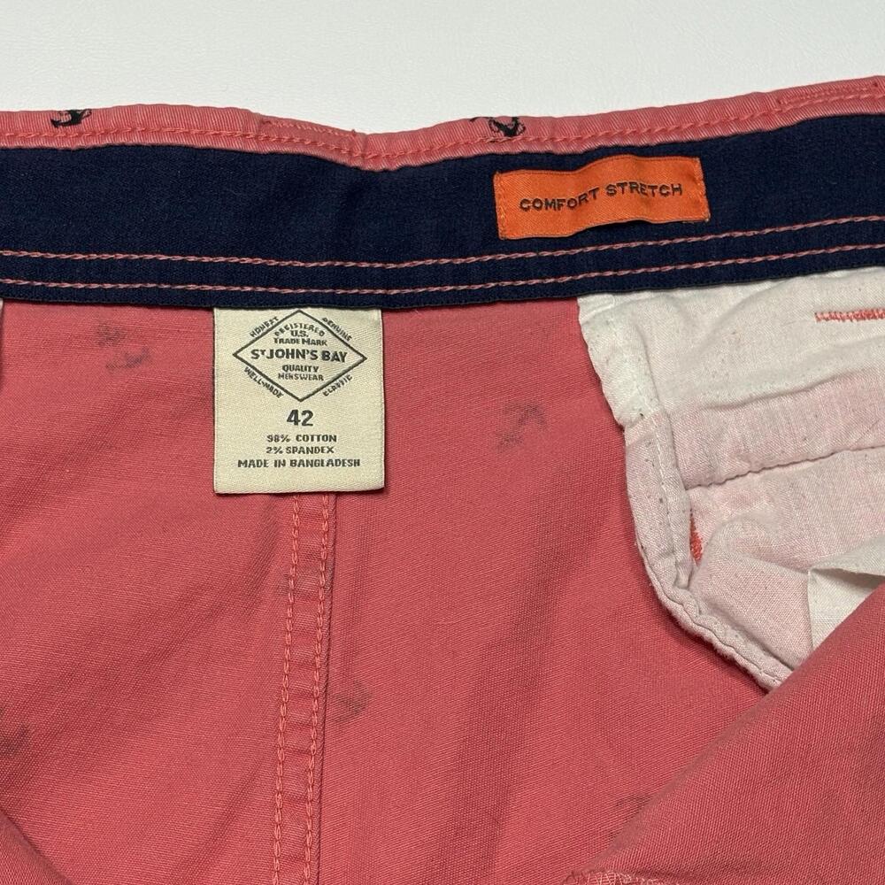 St. John's Bay Men's Size 42 Coral Anchor Print Comfort Stretch Shorts - Picture 9 of 9